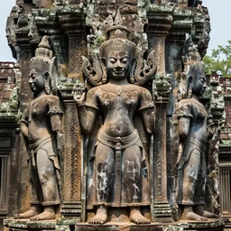 angkor thon, asuras, photorealistic giant photography hight quality, sharp, stones, award winning photography, canon, thierry rouzier