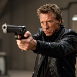 film still of clint eastwood aiming a gun in star wars, 4 k