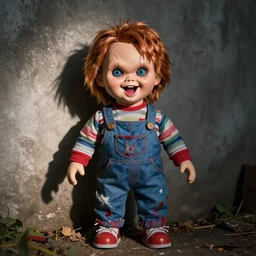 screaming chucky doll in style of wojak brainlet