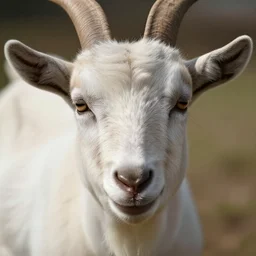close - up photo of the face of a goat. 3 5 mm lens. holy, ethereal lighting.