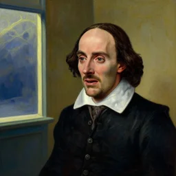 a jealous william shakespeare crying because he's not good enough, by edward hopper
