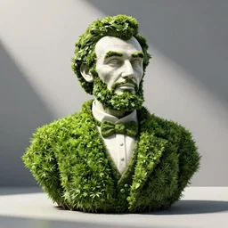 a hedge bush masterfully shaped like Abe Lincoln in the center of a hedge maze, 4k, realistic lighting, realistic shadows, unreal engine, ultra high detail, smug mood