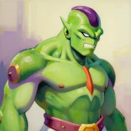 Greg Manchess portrait painting of King Piccolo as Overwatch character, medium shot, asymmetrical, profile picture, Organic Painting, sunny day, Matte Painting, bold shapes, hard edges, street art, trending on artstation, by Huang Guangjian and Gil Elvgren and Sachin Teng