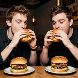 pewdiepie and sergey mavrodi drinking and eating gold burgers together