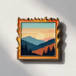an enamel pin of a retro minimalist clean firey bordered square