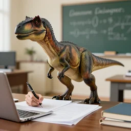 velociraptor studying for a math test