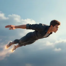 man with power of flight, digital art, trending on the artstation