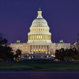 hyper realistic painting of washington dc at night
