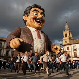 the running of the giant screaming bob ross dolls in pamplona spain