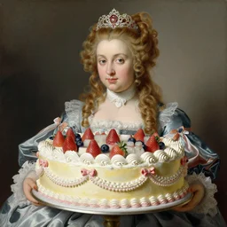 baroque rococo painting The Pretty Cake portrait Greg Hildebrandt Lisa Frank high detail fancy cake