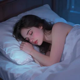 a brunette restless mother on the bed sleeping cover art, magical atmosphere, trending on artstation, 3 0 mm, by noah bradley trending on artstation, deviantart, high detail, stylized portrait