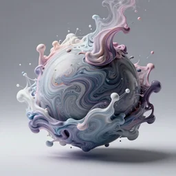 detailed swirling paint pour around a sphere