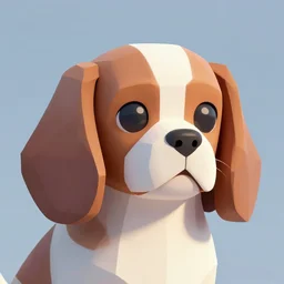cavalier spaniel face, low poly 3 d render, soft colors, soft shadows