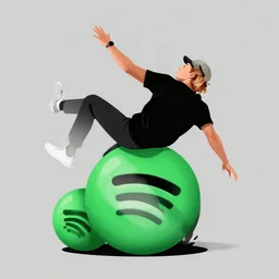 daniel ek dunking a spotify ball, digital art,