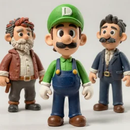 caricature, claymation, luis guzman as luigi wearing green, painted by tom lovell, wlop, artgerm, dishonored 2,