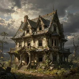 bandoned magic wizard\'s house. Fantasy art