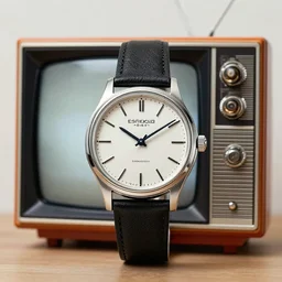 a wrist watch from 1 9 8 0 with an old tv screen, inspired by hartmut esslinger