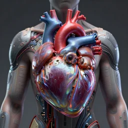 a human heart cyberpunk style, revealing wires and electronics, hooked - up, sci - fi, missing panels, intricate abstract upper body intricate artwork, concept art, octane render, deviantart, cinematic, key art, hyperrealism, iridescent accents, portrait photograph, nikon 3 5 mm, photograph by greg rutkowski