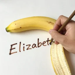 Elizabeth, written on a banana skin