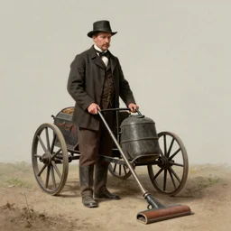 horse drawn vacuum cleaner salesman, nineteenth century, photorealistic, rendered in octane