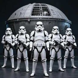 imperial stormtroopers admiring the might of the death star scale