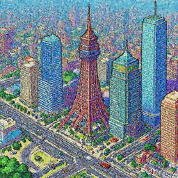 pixelart overview of a busy and colorful city, #pixelart, deviantart