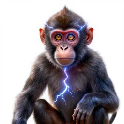 a monkey made of lightning with all seeing eyes digital painting high definition, photorealistic, digital art, trending on artstation, octane render, 4 k, brilliant lighting, white background