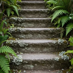 Stairsteps encrusted with lichen and ferns, National Geographic photograph, Greg Rutkowski, ArtStation, Deviantart, HD screenshot