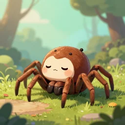 a beautiful illustration of a cute and adorable spider dreaming. by marc poole and ross tran, artstation hd 4k