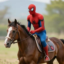 spiderman riding a horse