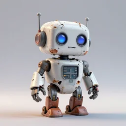 3 d render of a cute broken derelict robot