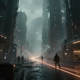 wide angle view of a dystopian underground cyberpunk city, highly detailed, digital matte painting, concept art, sharp, misty, dramatic lighting, illuminated lines, outrun, vaporware, octane render, artstation, 8 k, by federico pelat and liam wong and florian pasquier