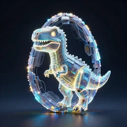 tron dinosaur egg made up of glowing electric plates. cinestill