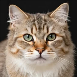 close-up photograph of a cat, incredibly detailed, fluffy fur, very beautiful, studio lighting, 50mm lens