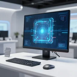 futuristic computer that has ai generated smell module, product display