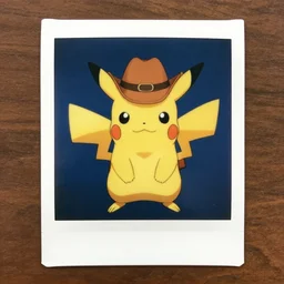 polaroid of pikachu as a cowboy