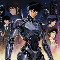 a japanese cyberpunk cyborg, wide shot, finely detailed features, cyborg robot parts with glowing lights!, dramatic cinematic, night, at cyberpunk city, ghost in the shell, akira, noir, trending on pixiv fanbox, manga!, heavy metal!, painted by greg rutkowski makoto shinkai takashi takeuchi craig mullins, alphonse mucha, studio ghibli, pixiv