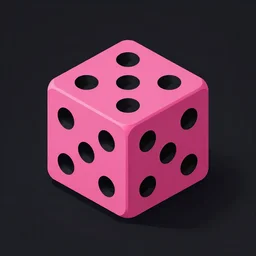icon of a dark pink die with black dots, artstation, rpg, digital art, isometric, dark background, dark souls, the witcher 3, crusader kings, skyrim