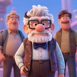 🤓, old man, disney, pixar, greg rutkowski, mcbess, james jean, 8 k, hd, dof, kodak film, volumetric lighting, subsurface scattering, iridescent, photorealistic, octane render