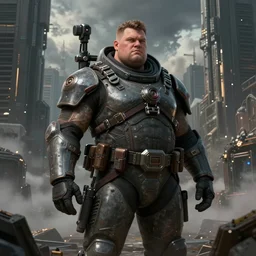 portrait of a fat man sci fi soldier ranger, brutalist city architecture, dark epic, high details, ceremonial clouds, dripping paint, fibonacci rhythm, artstation, art germ, wlop, karol bak, christopher balaskas, sabbas apterus, award - winning, artstation