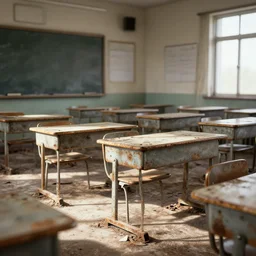 highly detailed professional render. professional cg artist. dusty, grungy, rusty, dirty, abandoned old classroom with sun rays casting shadows and light onto various glassware and old paraphernalia and chemical substances. soviet, brutalist, artstation, cgsociety, deviantart. octane, maya, 3 dsmax, vray. subsurface scattering, bi - directional path tracing, caustics, hdri, volumetric lighting. 8 k. hdr. blender, cycles, demo scene