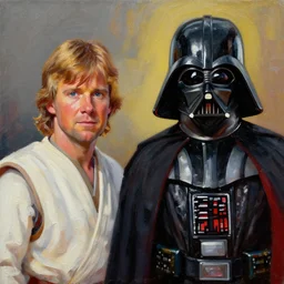 luke skywalker vs darth vader but with the art of oil painting