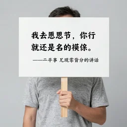 portrait photo of the person holding a sign with the famous quote from the famous speech