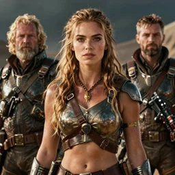 detailed ultrarealistic photography front medium shot of mad max, matrix, postapocalyptic, scifi cyberpunk heroic warrior girl, leyendecker, norman rockwell, greg rutkowski, artstation cinematic, vray game of thrones, lord of the rings