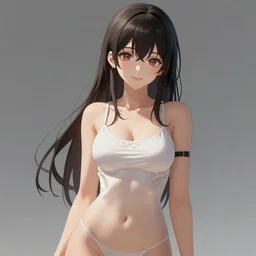 anime girl, hourglass slim figure, attractive features, seductive smile, highly detailed, details, digital painting, artstation, kyoani, concept art, sharp focus, illustration, art by artgerm