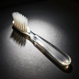 medieval toothbrush, dramatic light, reflective, clear, museum exposition