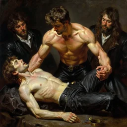 muscular magician man, resurrecting the dead. highly detailed glossy matte oil painting by gaston bussiere, craig mullins, j. c. leyendecker, tom of finland