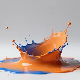 slow motion footage of orange and blue paint colliding
