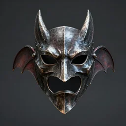 a realistic rustic vampire bat steel mask, epic scale, character concept art, face symmetry, intricate accurate details, artstation trending, octane render, cinematic color grading, soft light, rule of thirds, golden ratio, like a professional model, cinematic, 8 k, clear.