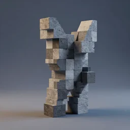 contemporary sculpture made of rectangle tetris, octane render, trending on artstation